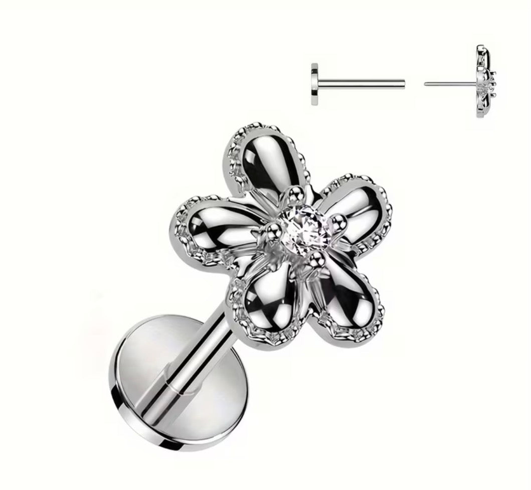 Flower flat back nose stud