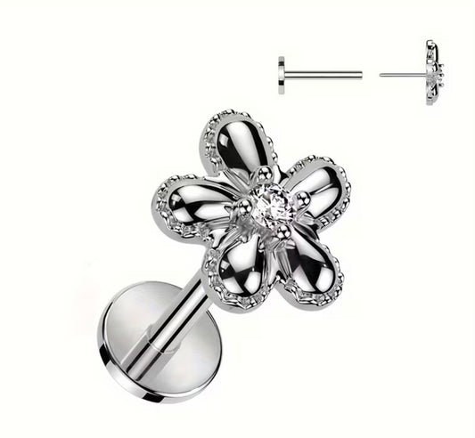 Flower flat back nose stud