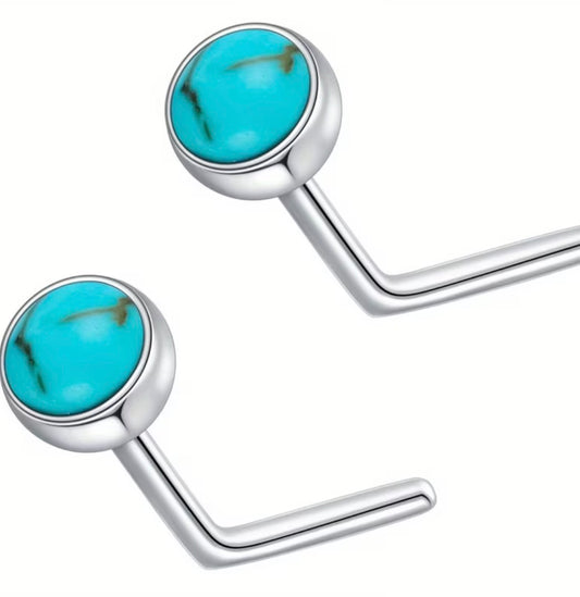 Sterling Silver/Genuine Torquoise nose stud